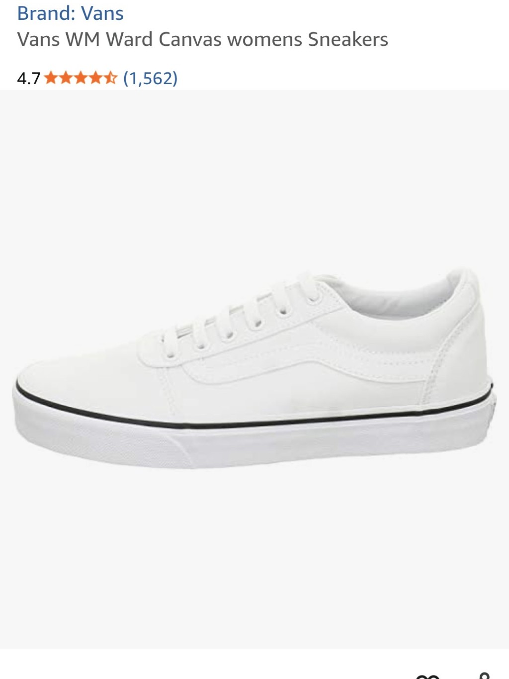 Vans Womens Ward Canvas Sneaker White Women's Size 10.